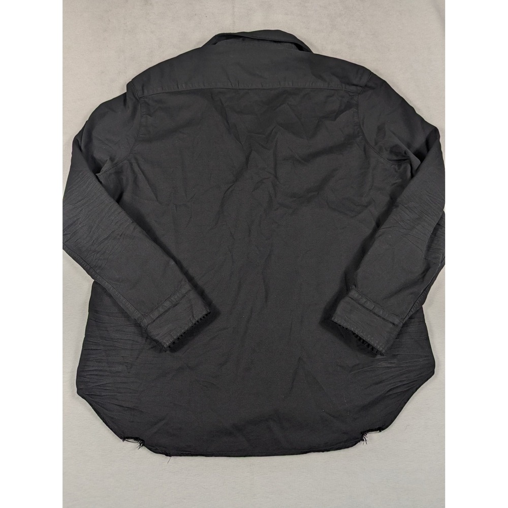 Frank & Eileen Distressed Long Sleeve Button-up Eileen Shirt Solid Black Size L - Picture 3 of 5